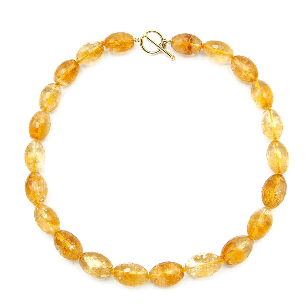 18 Inch Faceted Oval Golden Citrine Necklace