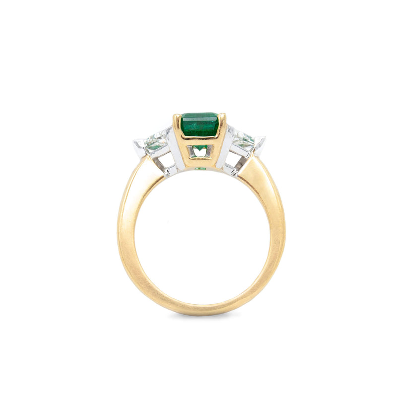 18 Karat Gold Zambian Emerald and Diamond Ring
