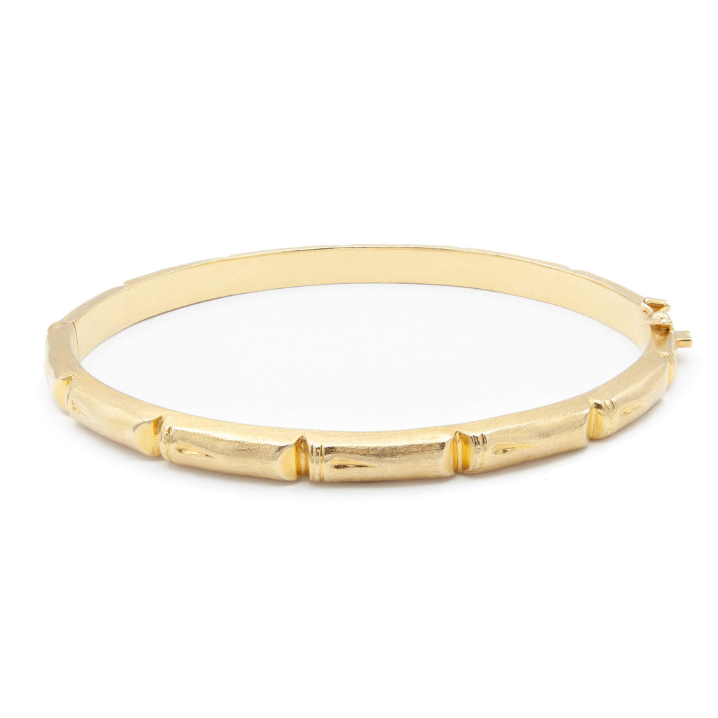 18 Karat Yellow Gold Bamboo Bangle Bracelet