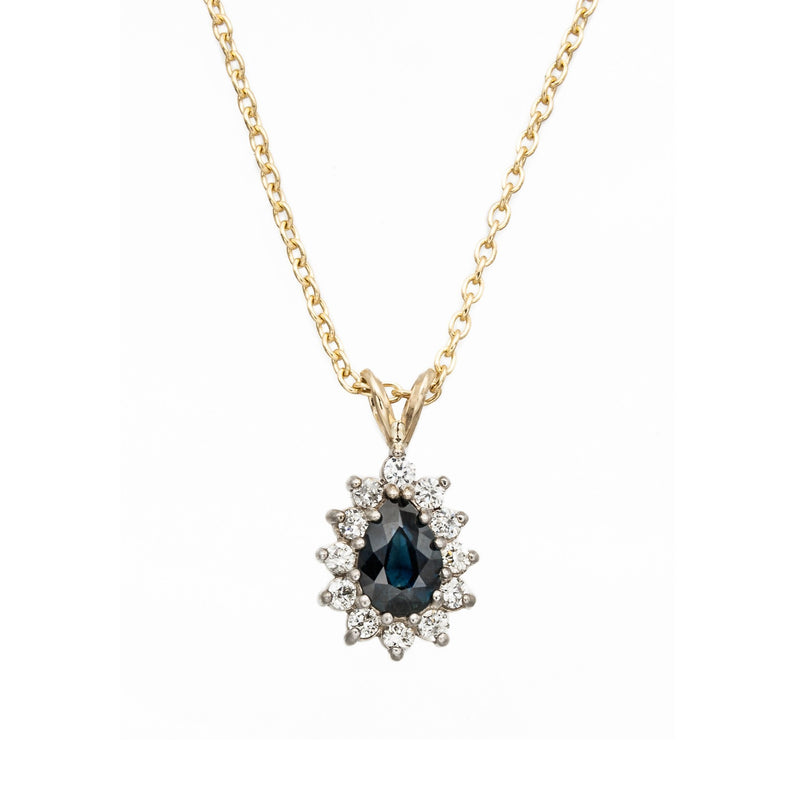 Pear Sapphire and Diamond Pendant