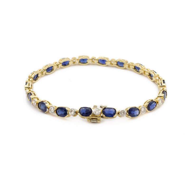 Half Bezel Set Oval Sapphire and Diamond Bracelet
