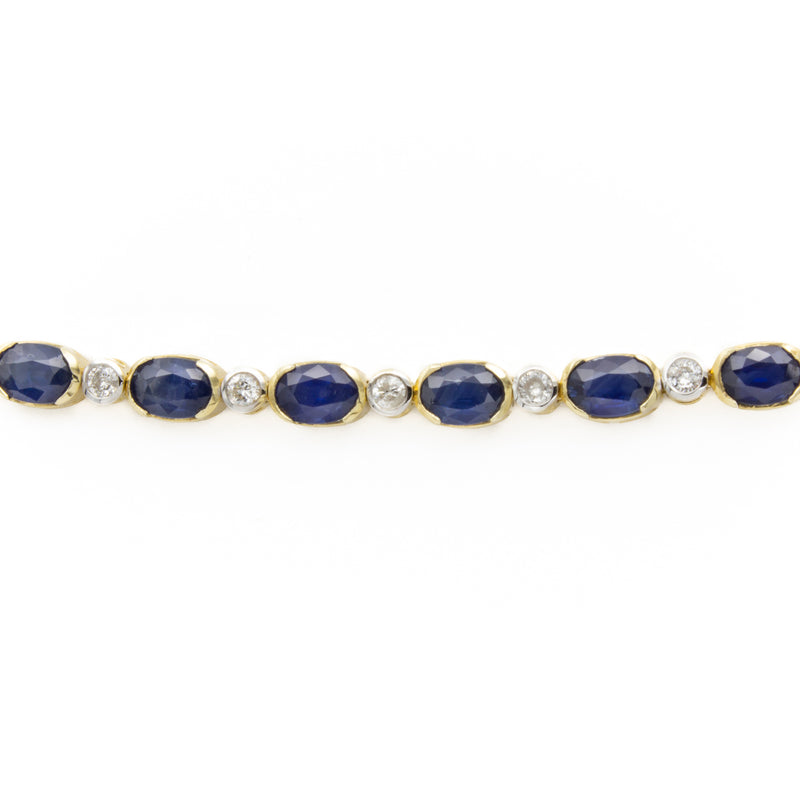 Half Bezel Set Oval Sapphire and Diamond Bracelet