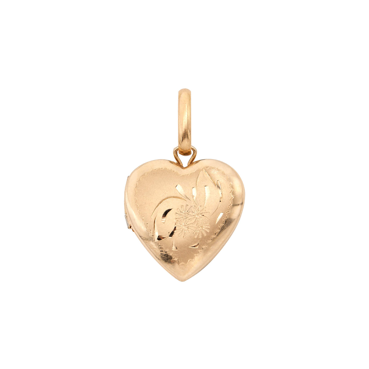 Gold Floral Engraved Heart Locket