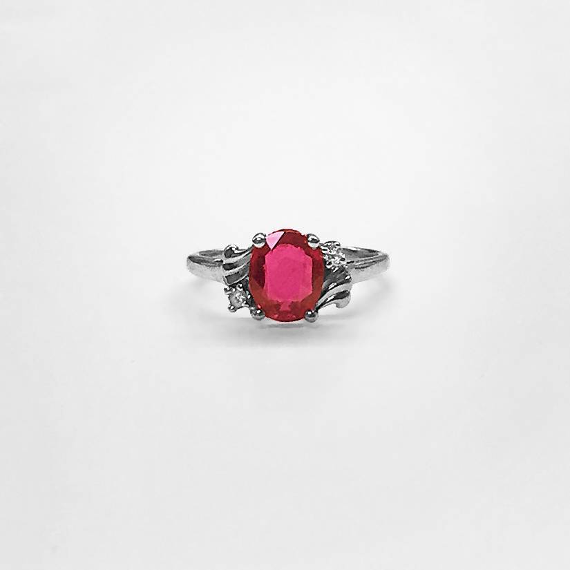 Oval Thai Ruby and Diamond Ring