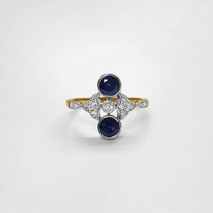 Bezel Set Sapphire and Diamond Ring
