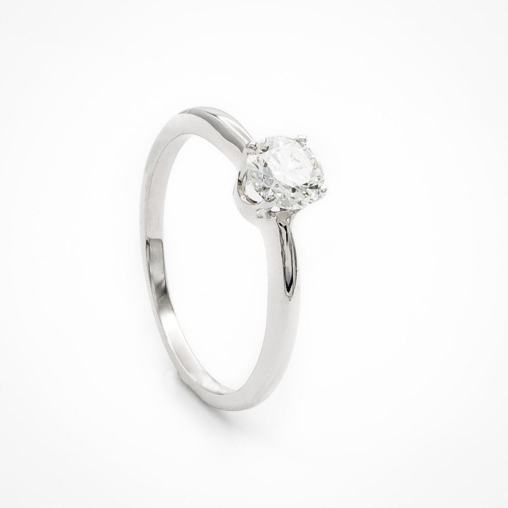 14 Karat White Gold Brilliant Cut Solitaire Diamond Ring