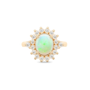 Australian Opal and Diamond Halo Ring