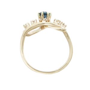 14 Karat Yellow Gold Handmade One of a Kind Sapphire and Diamond Ring