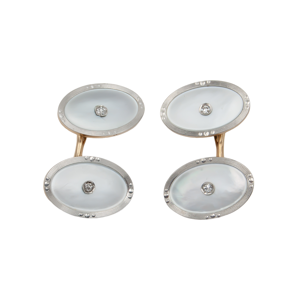 Vintage 18 Karat Gold Mother of Pearl Cufflinks