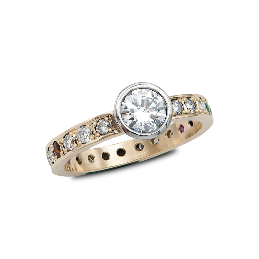 Custom Bezel and Pave Set Diamond Ring