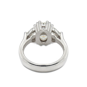 Custom Three Stone Oval and Half Moon Diamond Ring