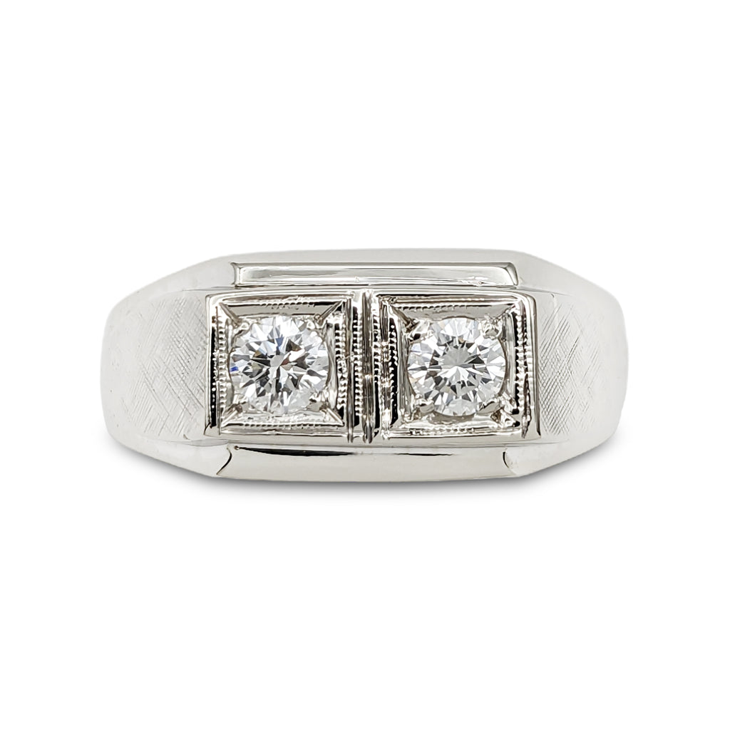 Vintage 14 Karat White Gold Twin Diamond Ring
