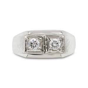 Vintage 14 Karat White Gold Twin Diamond Ring