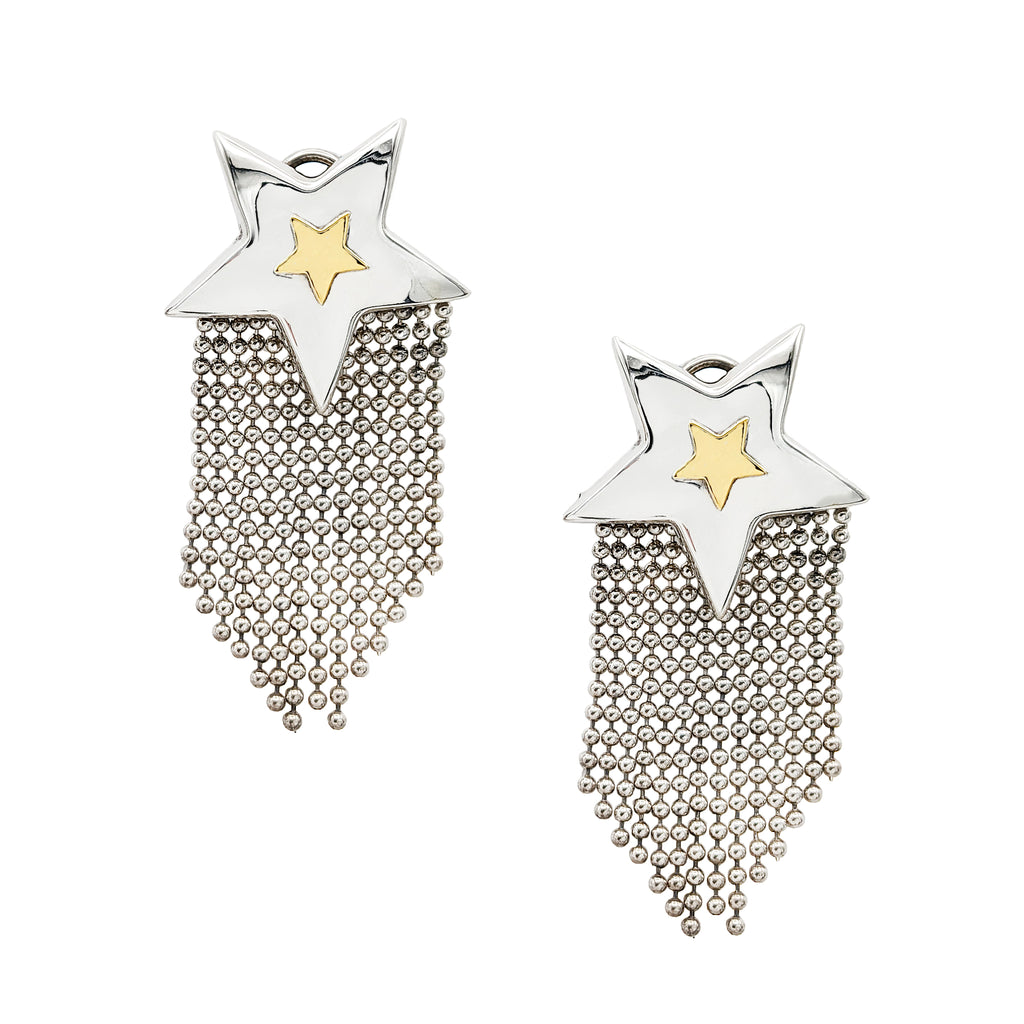 Vintage Sterling Silver and 18 Karat Gold Star Earrings