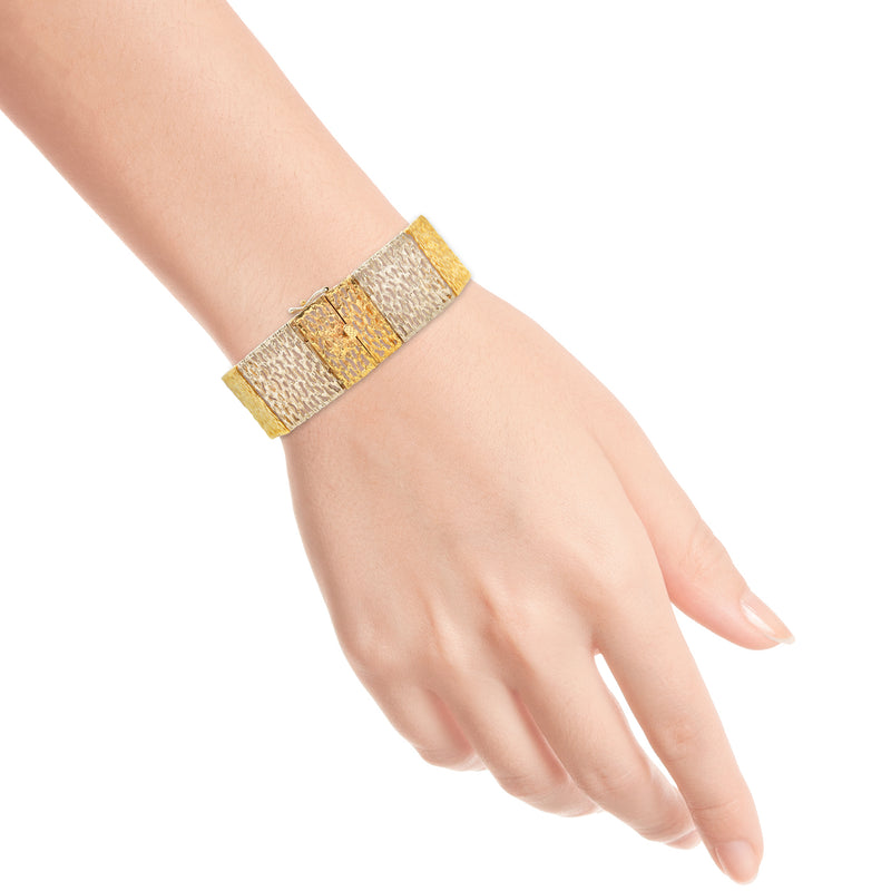 Vintage Two Tone 18 Karat Gold Fan Coral Bracelet