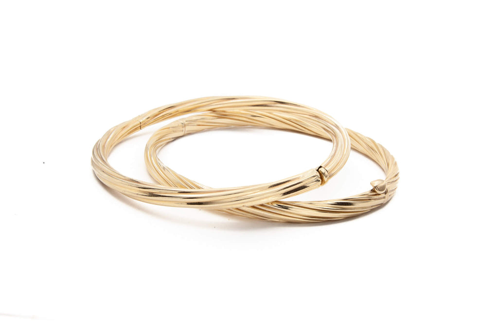 14 Karat Yellow Gold Twisted Strands Bangle with Hidden Safety Bar