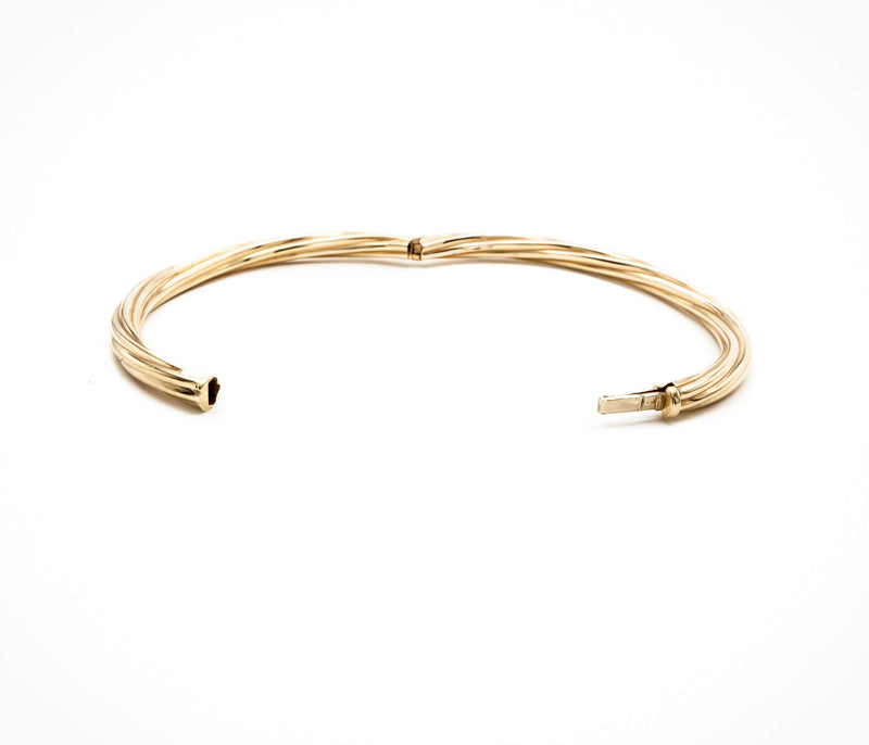 14 Karat Yellow Gold Twisted Strands Bangle with Hidden Safety Bar