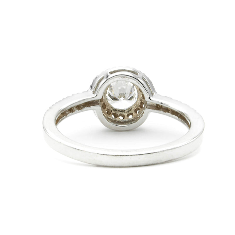 14 Karat White Gold Halo Engagement Ring Ring.