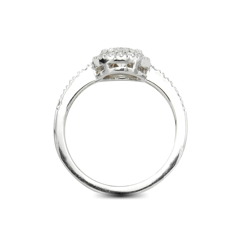 14 Karat White Gold Halo Engagement Ring Ring.