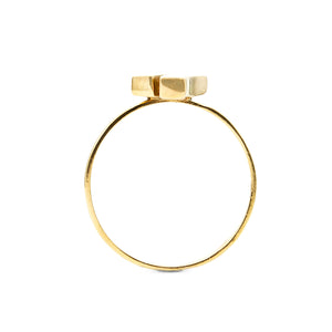 14 Karat Yellow Gold Vintage French Enameled Blue & White Midcentury Modern Ring