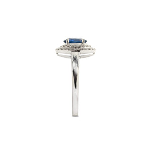14 Karat Gold Oval Cut Sapphire Double Halo Ring