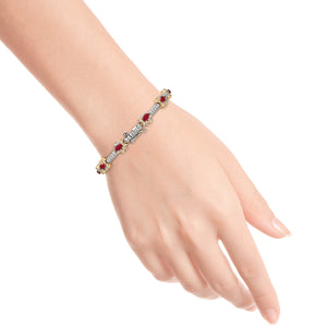 14 Karat Gold Ruby and Diamond Starburst Bracelet