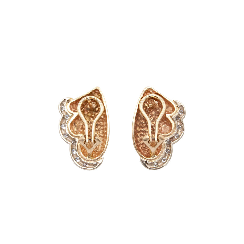 14 Karat Gold Scalloped Diamond Earrings