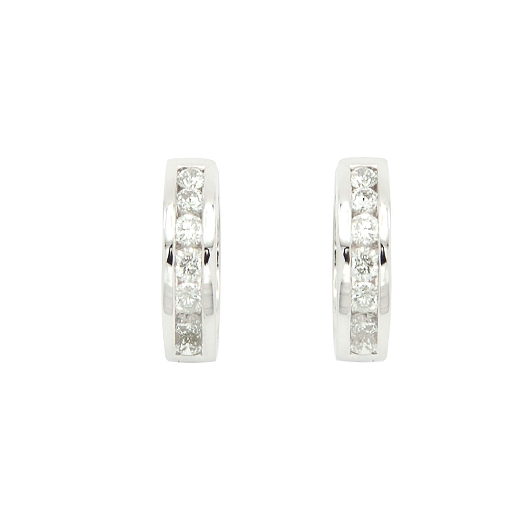 14 Karat White Gold Reversible Hinged Hoop Diamond Earrings