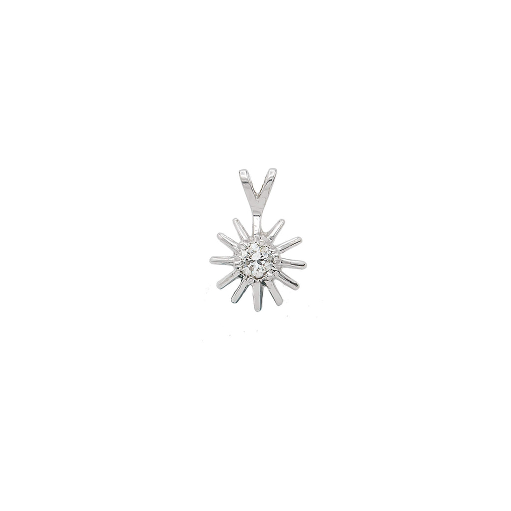 14 Karat White Gold Diamond Starburst Pendant