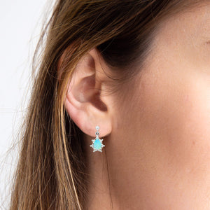 14 Karat White Gold Australian Opal and Diamond Earrings