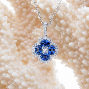 14 Karat Sapphire and Diamond Quatrefoil Pendant