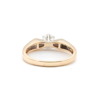14 Karat Yellow and White Gold Tulip Head Diamond Engagement Ring