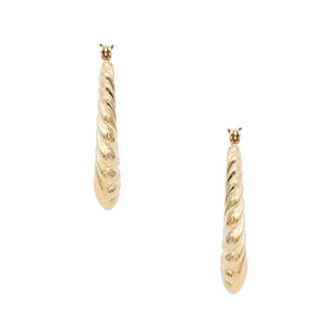 14 Karat Yellow Gold Fluted Hoop Earrings