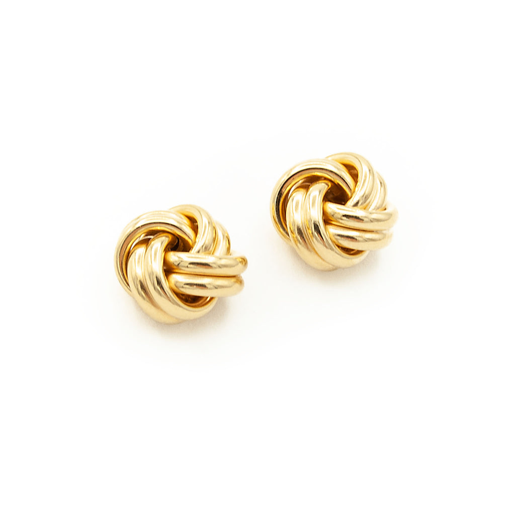 14 Karat Yellow Gold Lovers Knot Stud Earrings