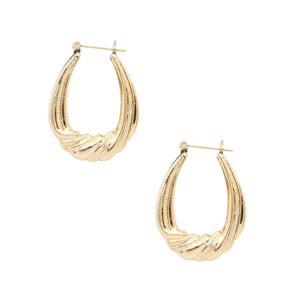 14 Karat Yellow Gold Beaded Edge Hoop Earrings