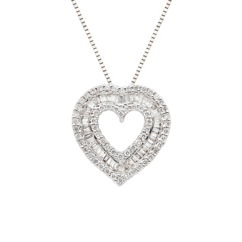 18 Karat White Gold Diamond Heart Pendant