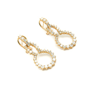 18 Karat Yellow Gold Door Knocker Style Diamond Earrings