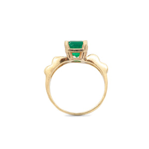 18 Karat Yellow Gold Princess Cut Emerald and Diamond Ring