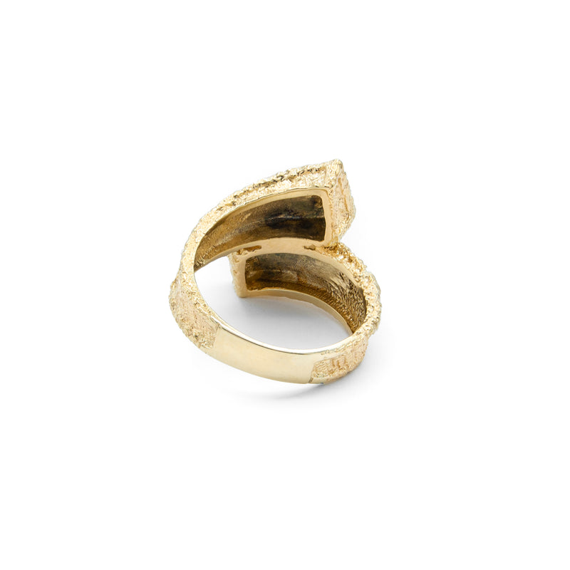 Vintage 18 Karat Yellow Gold Textured Crossover Ring