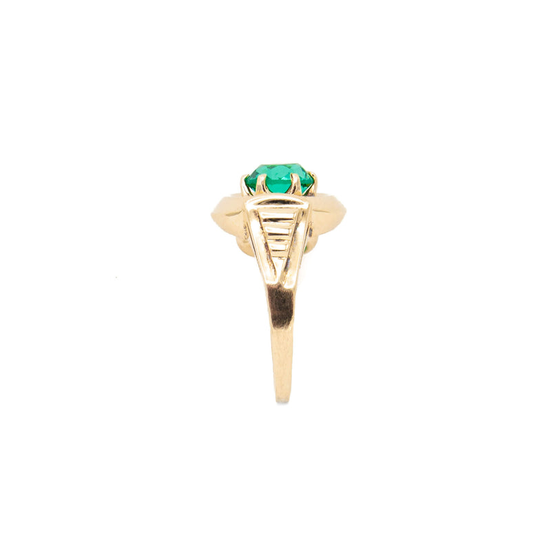 Vintage 10 Karat Yellow Gold 1935 Art Deco Emerald Ring