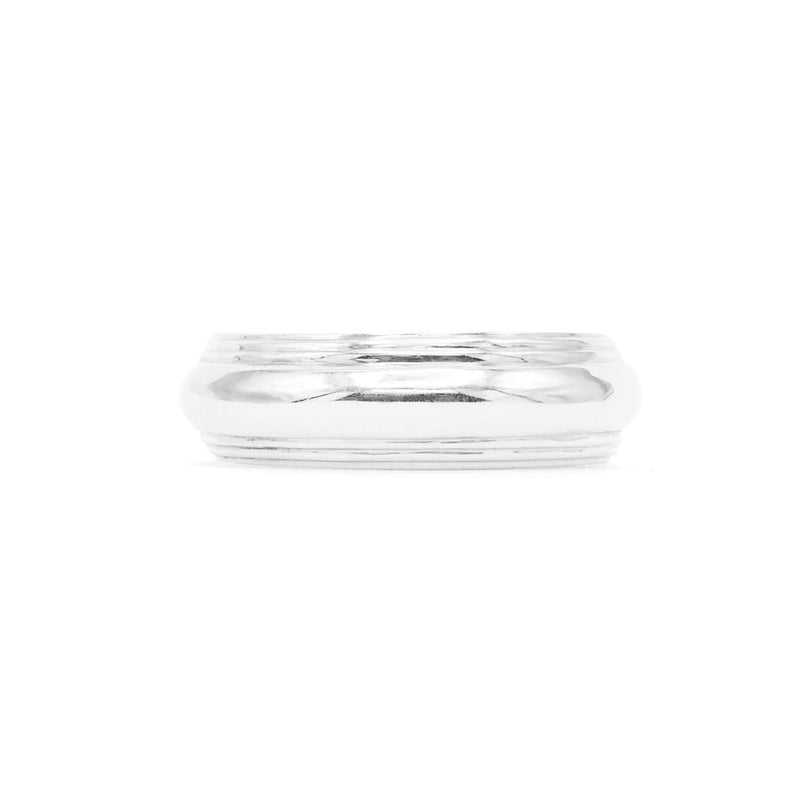 6 Millimeter Wide Art Deco Style Ring With Stepped Trim