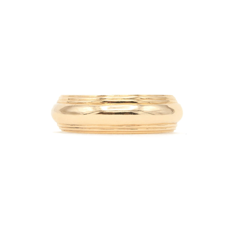 6 Millimeter Wide Art Deco Style Ring With Stepped Trim
