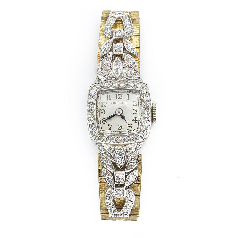 Antique Hamilton Platinum and Diamond Watch