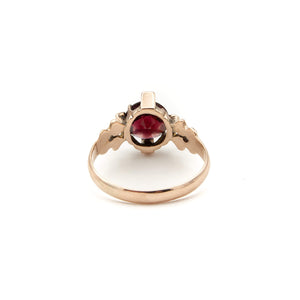Antique Victorian 14 Karat Gold Garnet and Seed Pearl Ring