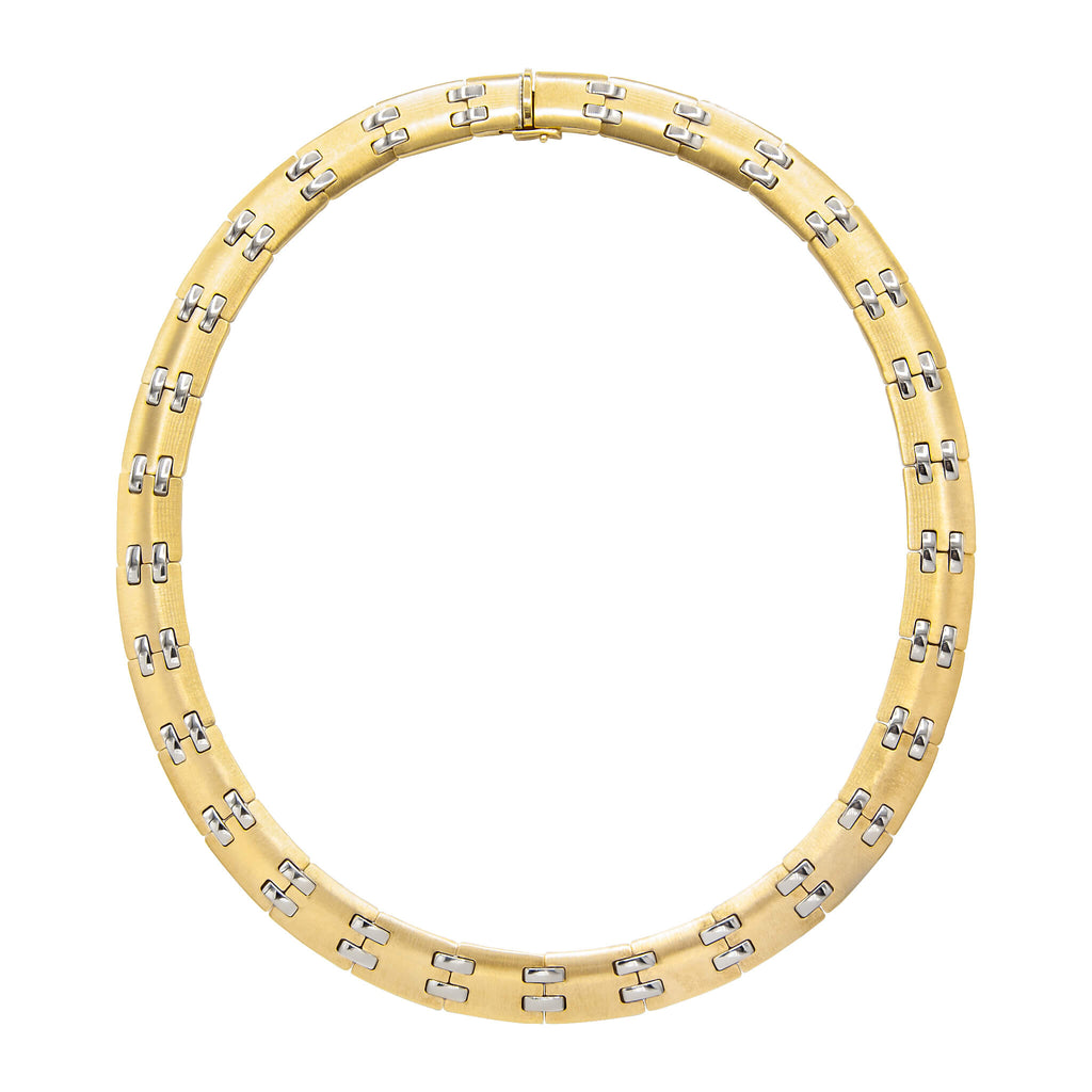 Classic 18 Karat Gold Flat Hinged Necklace