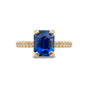 Custom Ceylon Sapphire and Diamond Engagement Ring