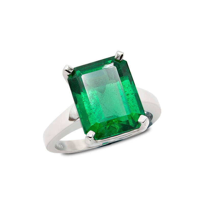 Custom Platinum and Fine Zambian Emerald Ring