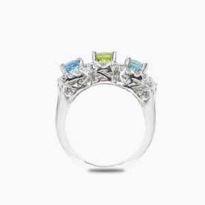 Custom Platinum Three Stone Ring with Diamonds