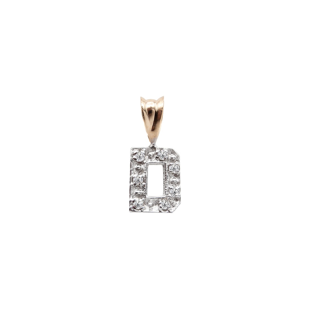 14 Karat Gold Diamond Letter D Pendant