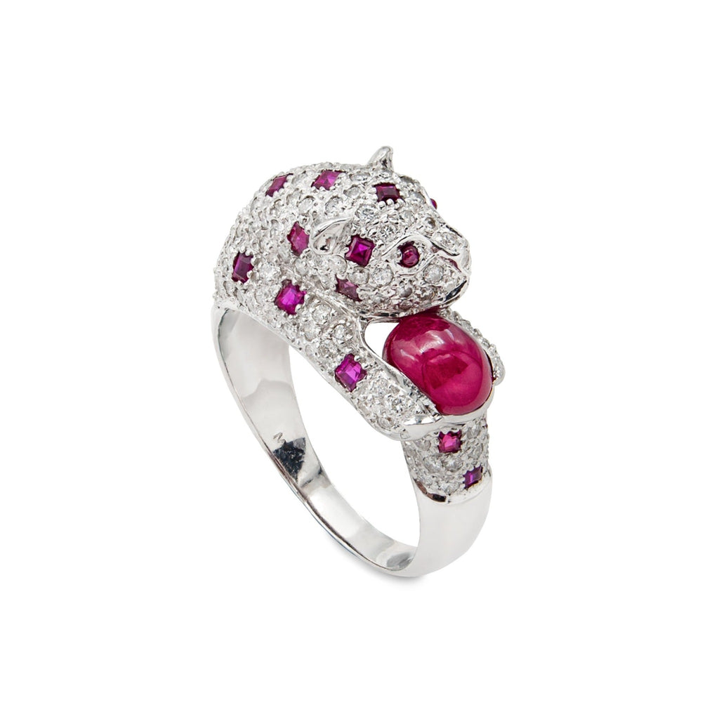 Diamond and Ruby Panther Ring